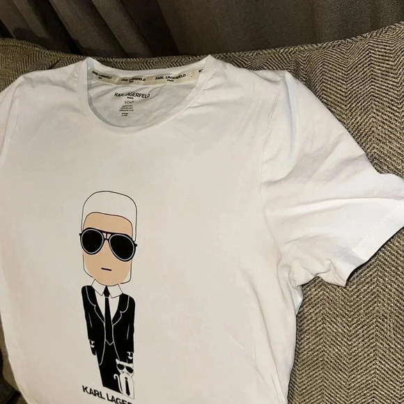 RARE Karl Lagerfeld Paris Signature Logo Short Sleeve T-Shirt Size Small - Picture 5 of 11